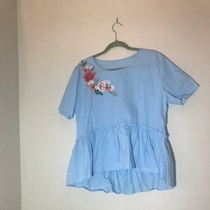 Blue peplum top
